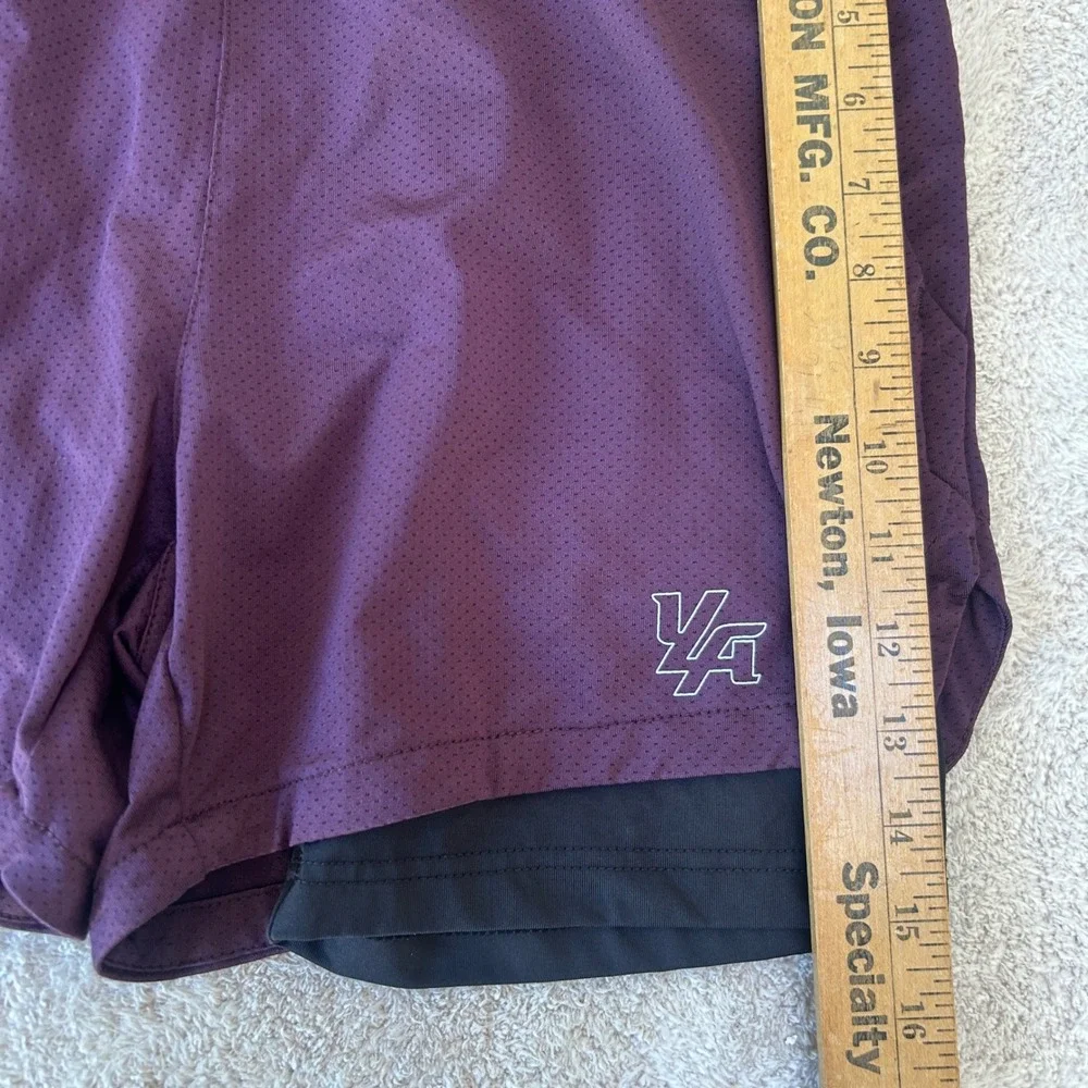 YoungLA 2-in-1 Mesh Gym Shorts Burgundy Purple Men Medium 104 Compression Liner